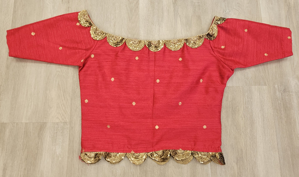 Red Blouse with Sequin Work