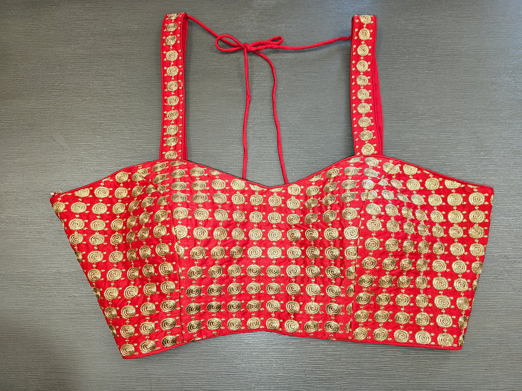 Red Designer Strappy Blouse with Work