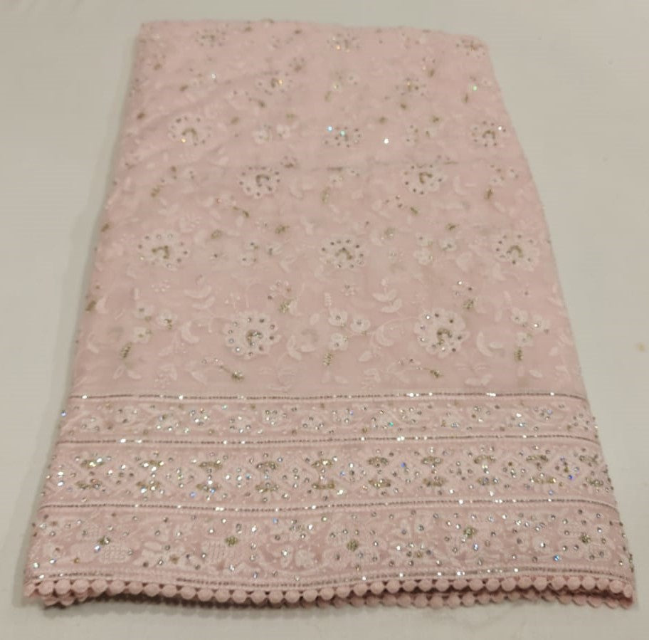 UBS015 - Pink Chikankari Saree