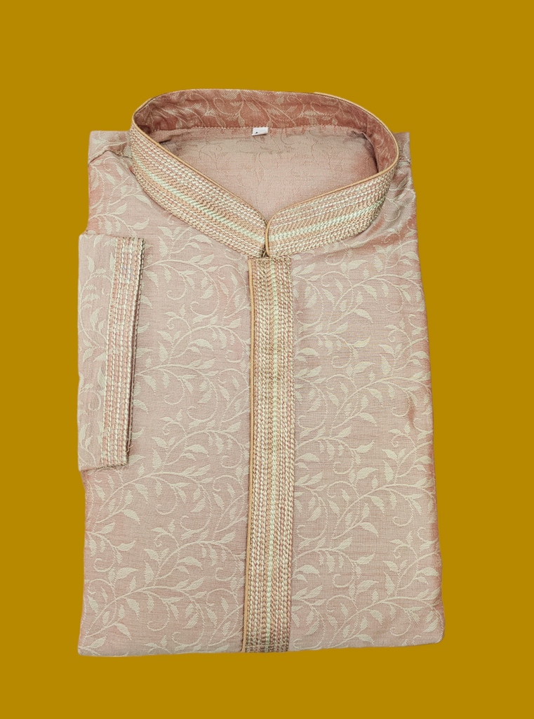 Peach Silk Kurta Set with Floral Print