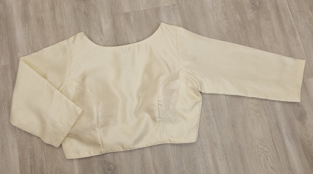 Off White Silk Blouse with 3/4 Length Sleeves