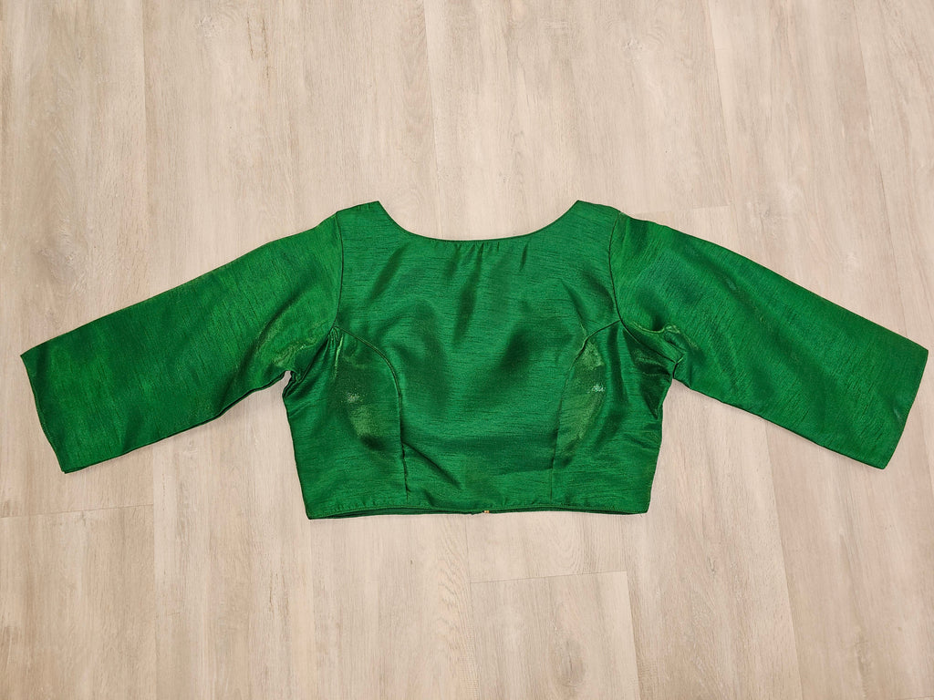 Green Silk Blouse with 3/4 Length Sleeves